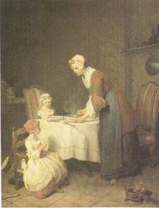 Jean Baptiste Simeon Chardin Le Benedicite (Saying Grace) (mk05) Norge oil painting art